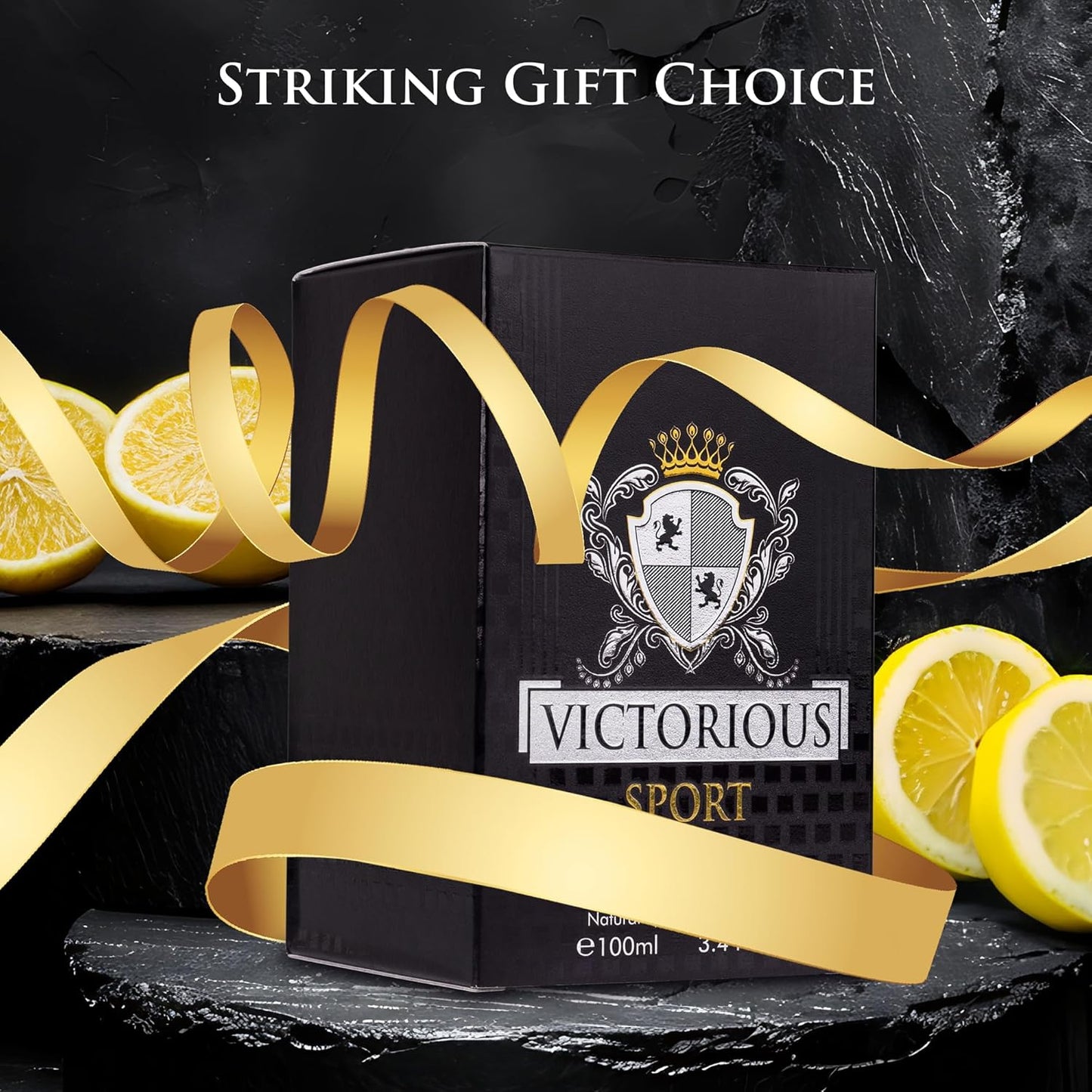 Victorious Sport Eau De Toilette for Men 3.4 fl oz- A Fragrance Built for Champions - Spicy, Sweet & Lemon Warm Base of vanilla, Tonka Bean & Amber Ideal Gift For Special Occasion Elegant