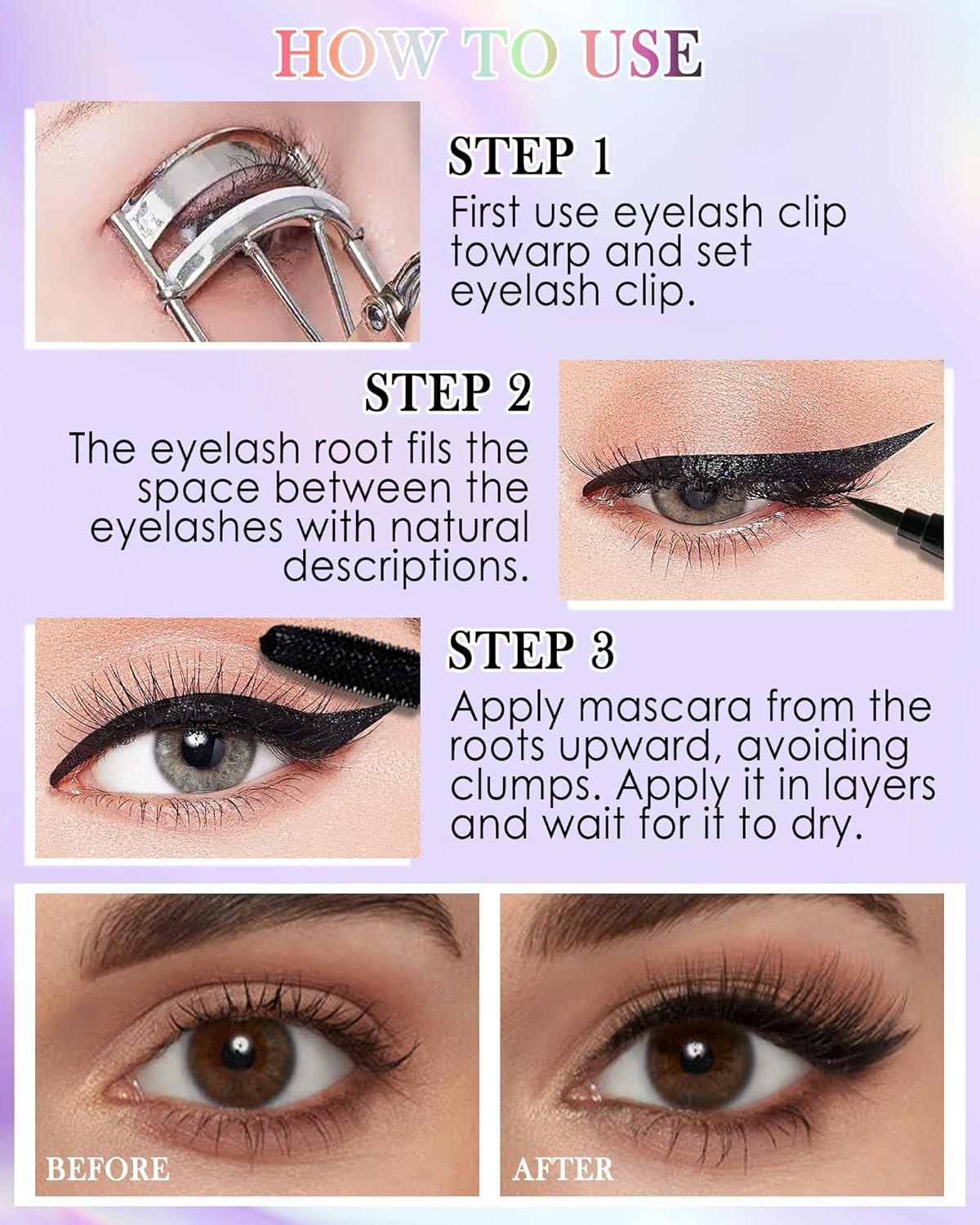 Red Mascara Liquid Eyeliner Set, Update Longlasting Waterproof Color Eye Liner Pen, 5D Silk Fiber Colored Mascara Volume and Length, Halloween Party Stage Use Eye Makeup Gift Kit for Women Girl-07