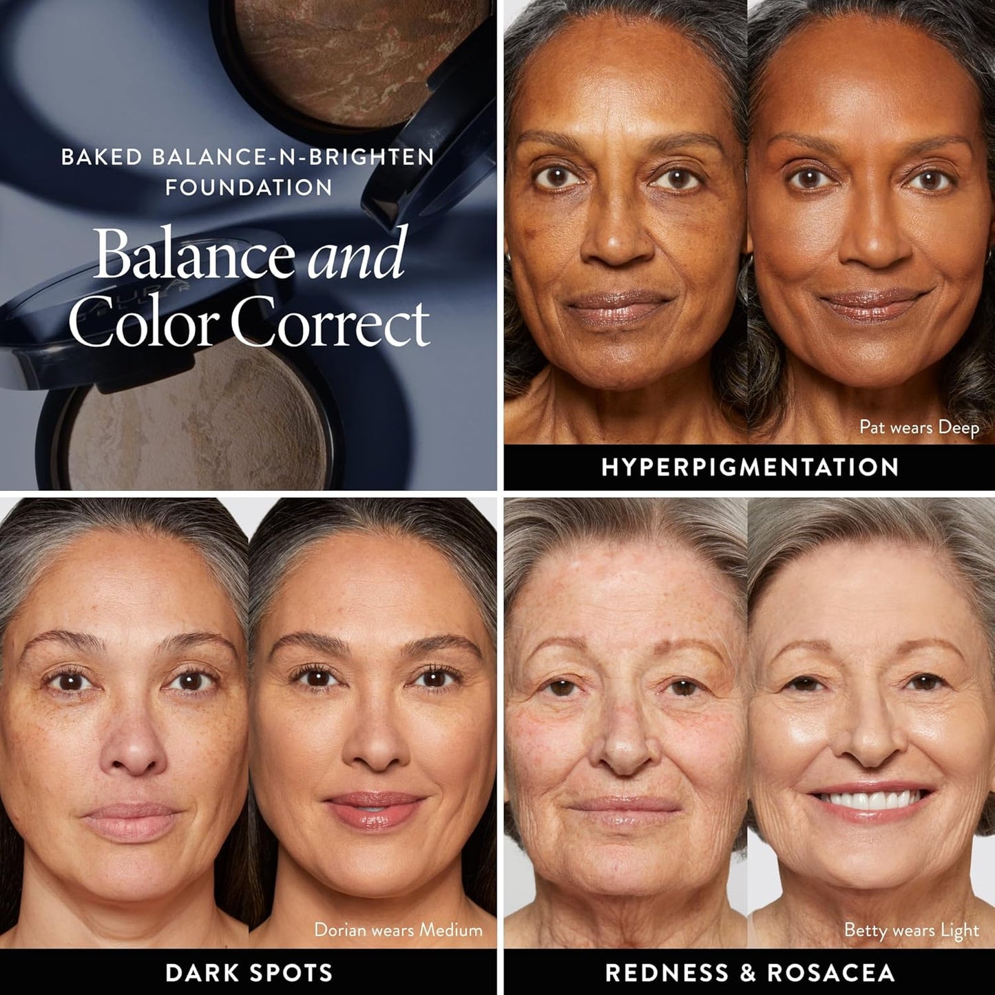 LAURA GELLER NEW YORK Award-Winning Baked Balance-n-Brighten Color Correcting Powder Foundation - Golden Medium - Buildable Light to Medium Coverage - Demi-Matte Natural Finish