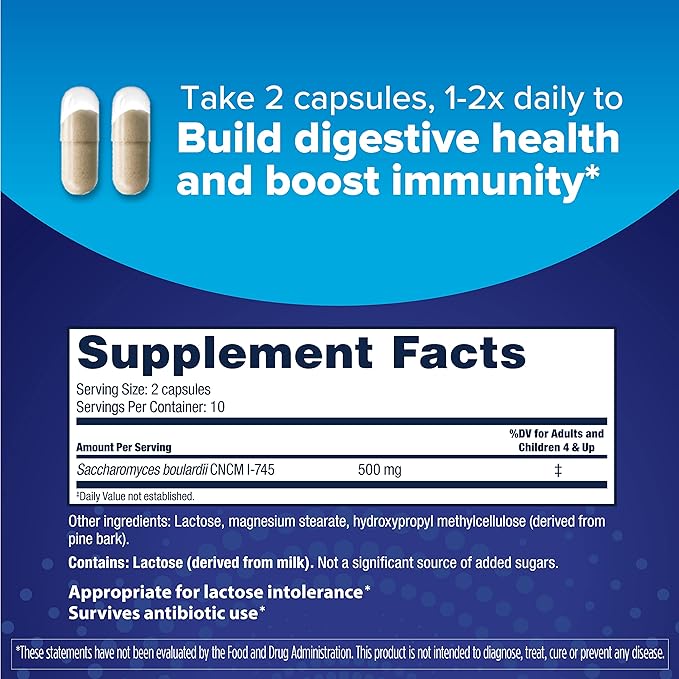 Florastor Probiotics for Digestive & Immune 20 Capsules, 1 Probiotic