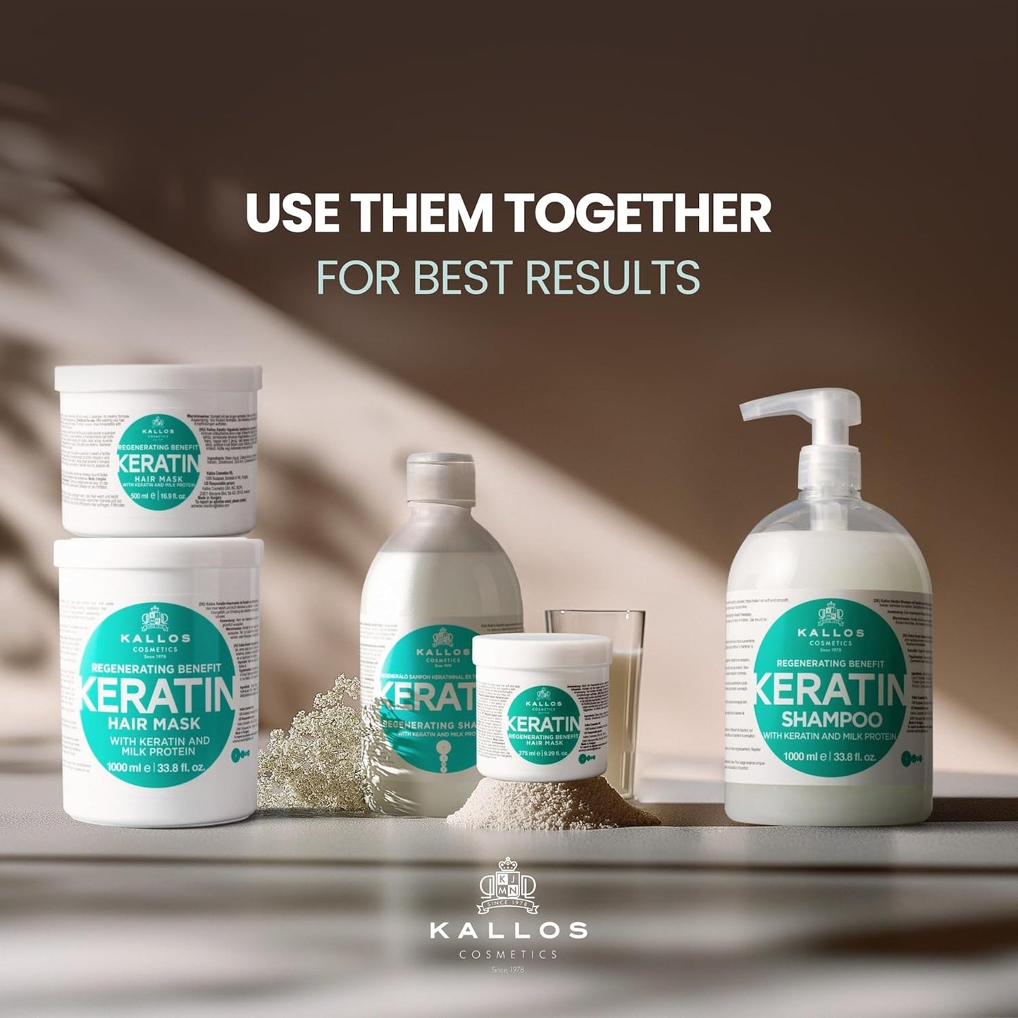 Kallos KJMN Keratin Regenerating Hair Mask with keratin and milk protein for dry, damaged and chemically treated hair 275 ml - 9,29 Fl Oz