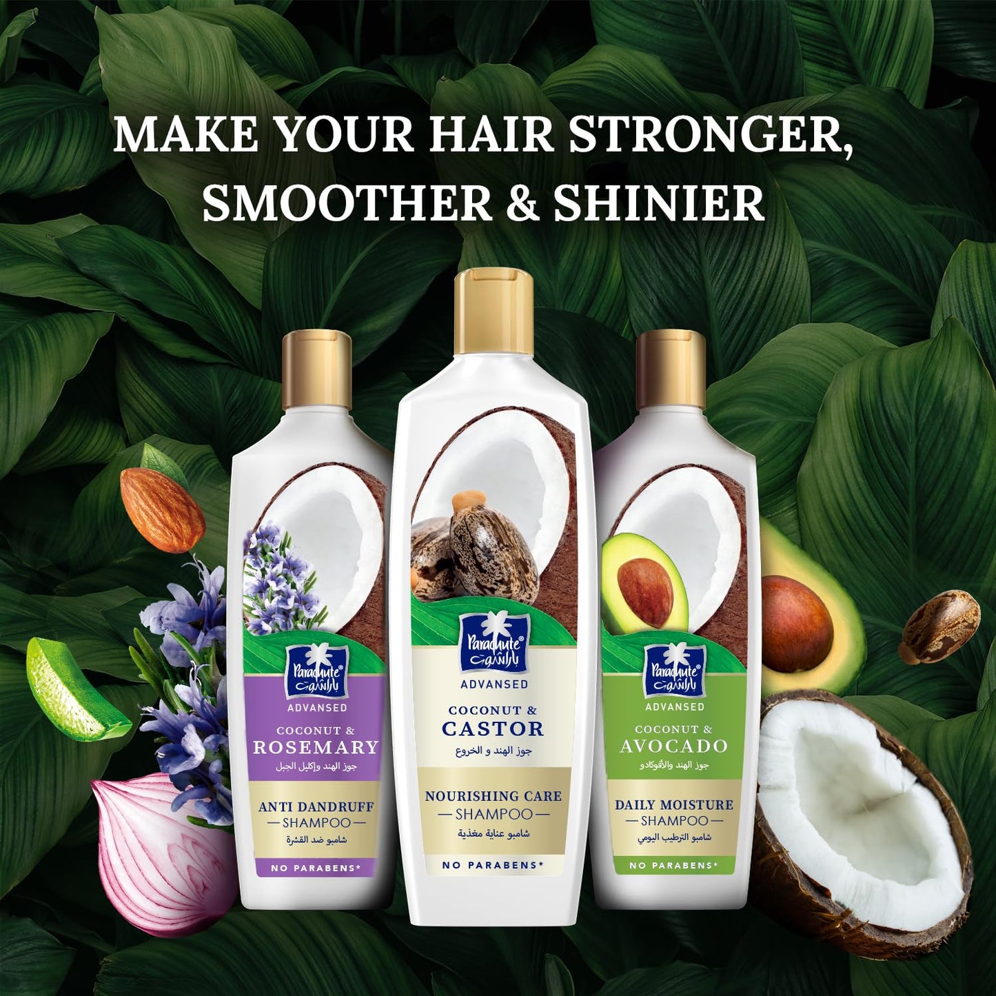 Parachute Advansed Castor Shampoo for Women & Men | Tames & Nourishes Frizzy Hair|11.4 Fl oz | Pack of 3