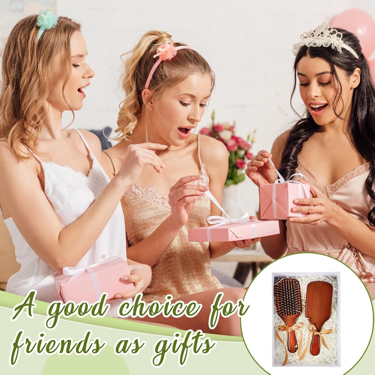 Tessco for you 12 Pcs Christmas Bamboo Hair Brushes Thanksgiving Bulk Wooden Paddle Brush Scalp Massage Bristle Anti Static Engraving DIY Gift for Women Wedding(9.65'' X 3.35'',Deep Brown-black)