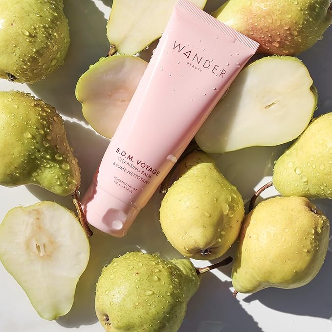 Wander Beauty B.O.M Voyage Cleansing Balm - Cleanser and Makeup Remover for Eyes & Face - Cleansing Balm Makeup Remover - Nourishing Face Wash Transforms From Balm to Oil to Milk Cleanser - 3.38 oz