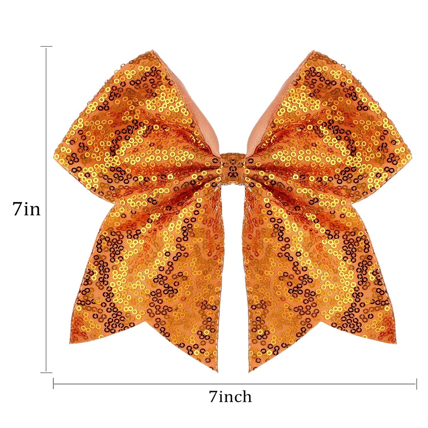 Large Glitter Cheer Bows Clips, Jumbo Big 7 Inch Cheerleading Sequin Hair Bow Hair Accessories for Teens Girls Football Sports Cheerleader Outfit Uniform (Bright Orange)