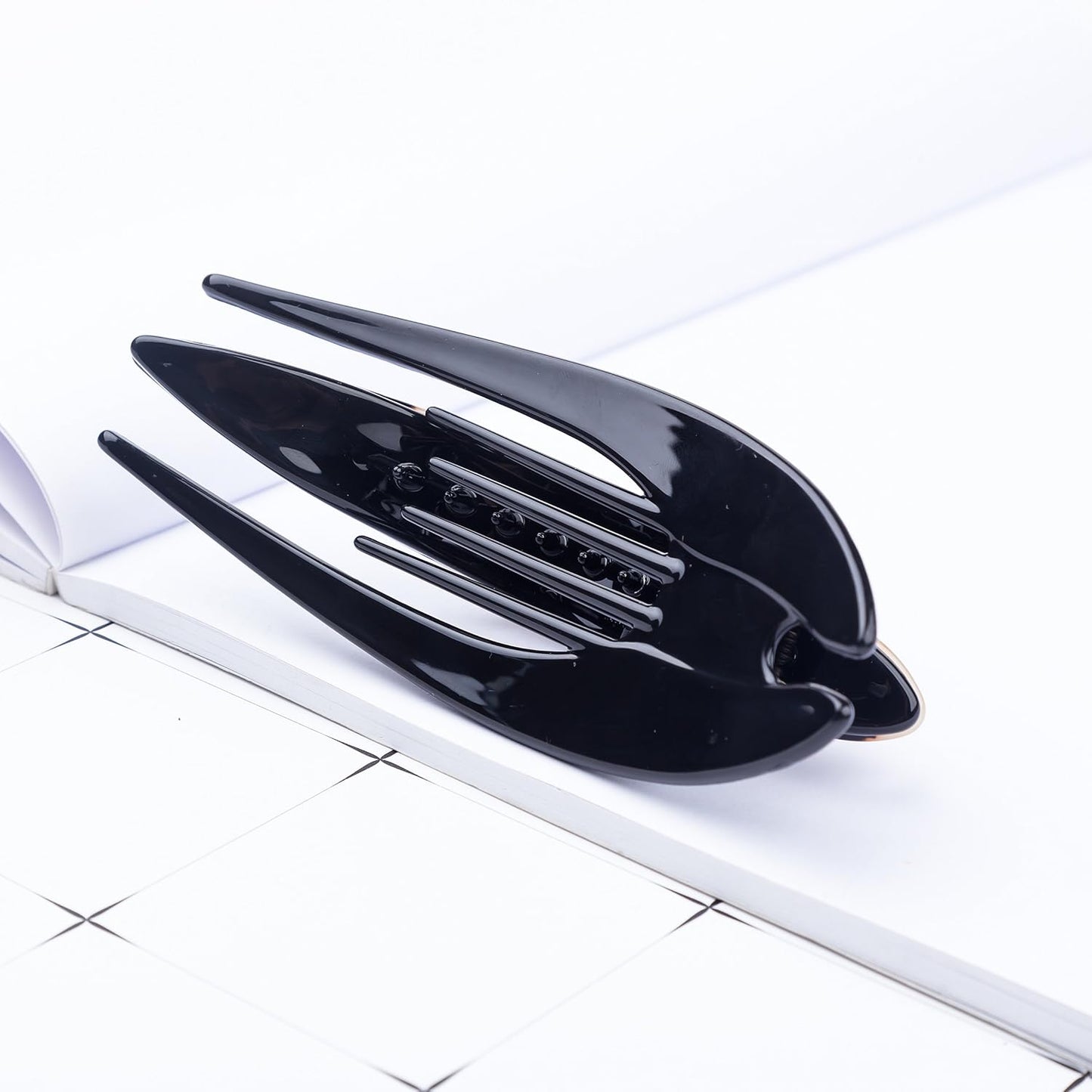 Handmade Celluloid French Design Tortoise Shell Barrettes Side-slide Opening Duck Luxury Fashion Accessories Hair Clip Claw for Women (B)