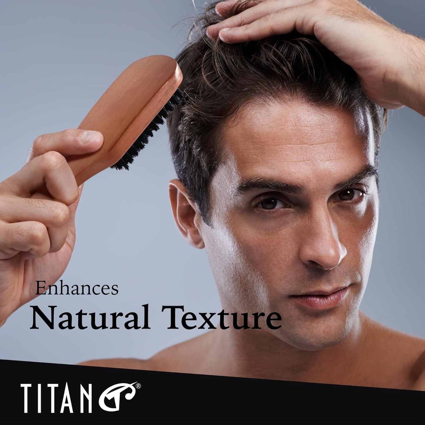 Titan Club Wave Brush for Men - 100% Natural Boar Bristles, Durable Wooden Handle, Smoothing Brush for All Hair Types, Restores Shine and Waves