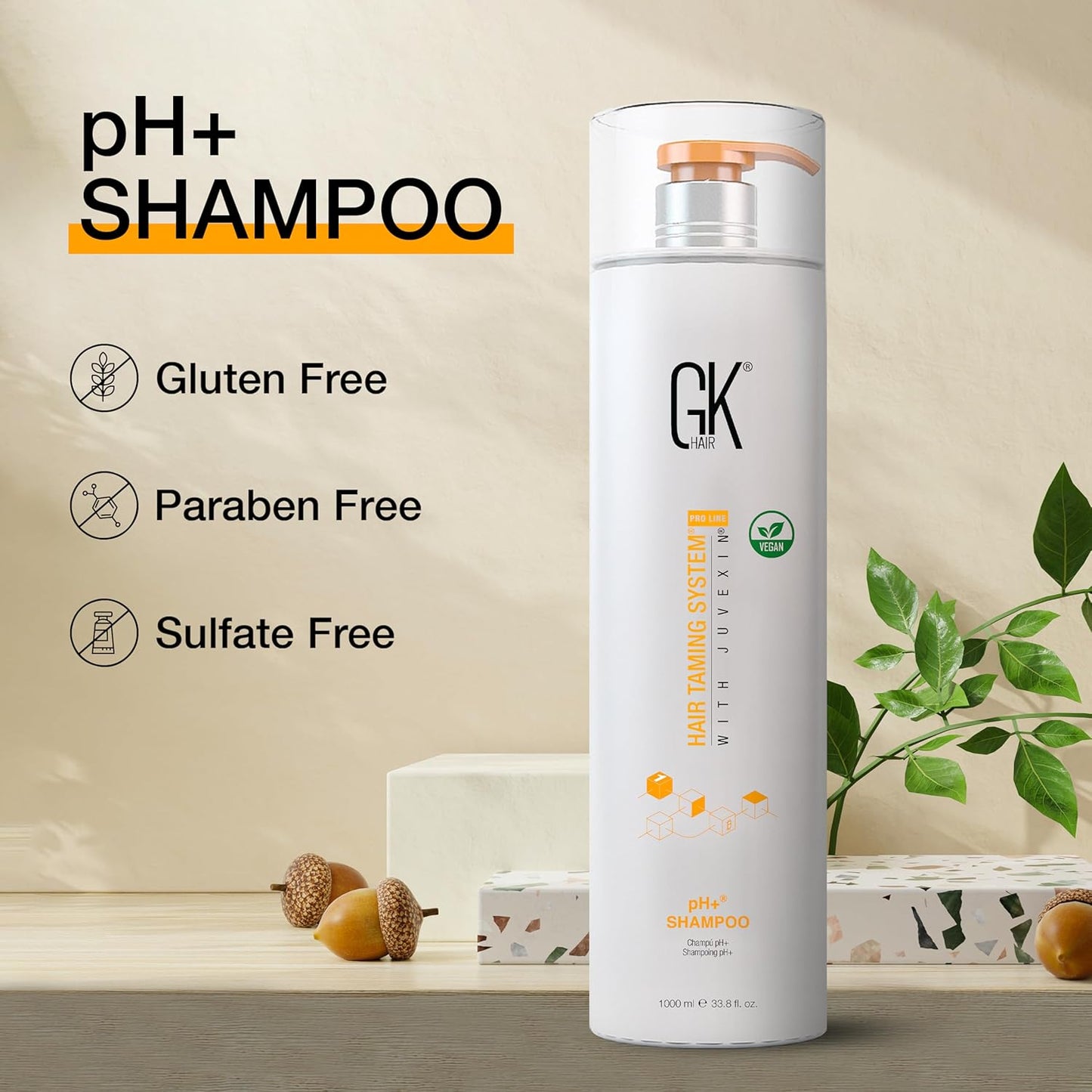GK HAIR Global Keratin pH+ Pre-Treatment Clarifying Shampoo (33.8 Fl Oz/1000ml) For Preps Hair Deep Cleansing,Removes Impurities -With Aloe Vera, Vitamins & Natural Oils All Hair Types Men and Women