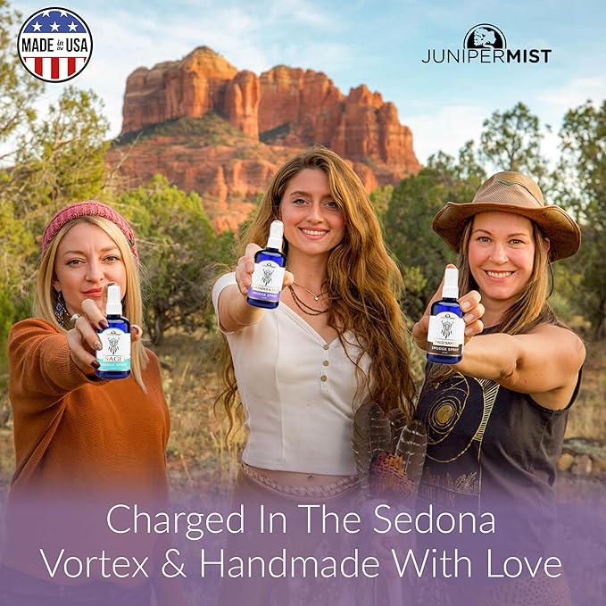 Sage Smudge Spray with Lavender (4 Fl Oz) - for Cleansing Negative Energy - Sage Spray Alternative to Smudge Sticks - Sustainably Made in USA with Pure Essential Oils and Real Crystals