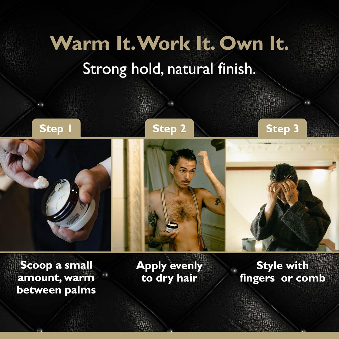 Grooming Clay – Strong Hold, Natural Matte Finish, and Flexible Styling with Kaolin Clay & Beeswax – Tobacco Vanilla Scent – 3.4 oz (1-pack)