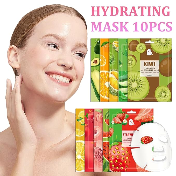 Face Sheet Mask,10PCS Moisturizing Clean Facial Paper Sheet Masks for All Skin Types,Hydrating Beauty Sheet Mask Set for Women Men
