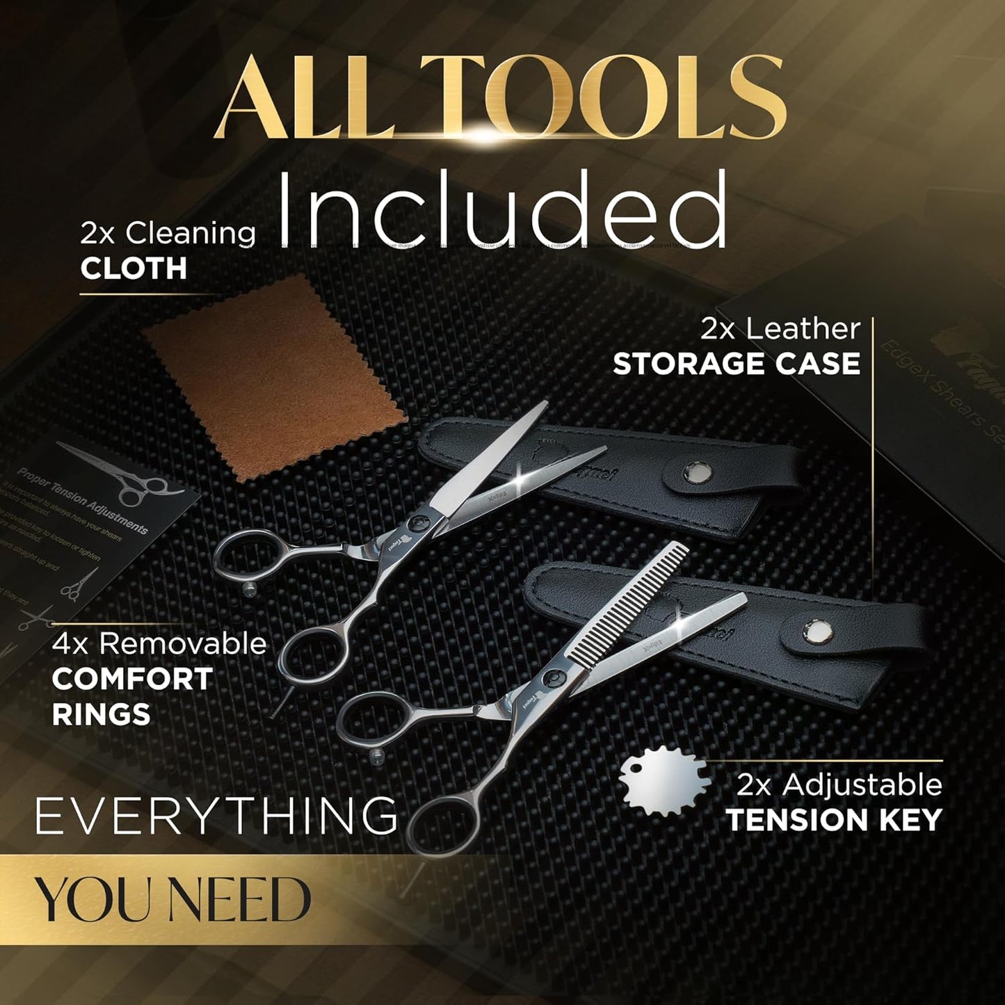 Fagaci Hair Cutting Scissors Set 6" Razor-Sharp, Professional Hair Scissors with Precise Cut and No Snag, Thinning Shears for Haircutting, Lasting Sharpness and Durable Steel Haircut Barber Shears