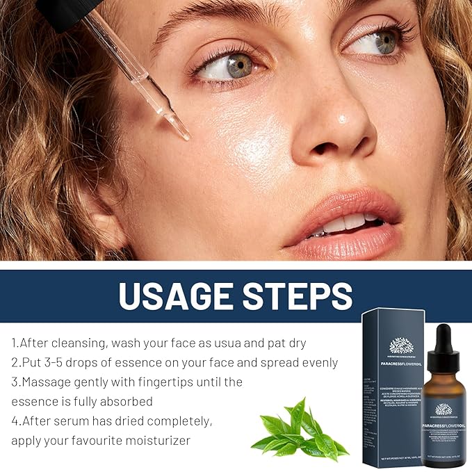 2 Pcs Paracress Facial Oil, Paracress Oil for Face, Paracress Serum, Paracress Facial Serum Organic, Smooth Fine Lines and Wrinkles, Natural Face Oil for All Skin Types 30ML/1oz