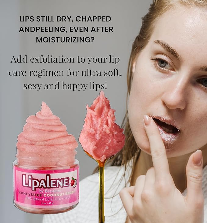 Lipalene HoneyLuxe - 100% Natural Lip & Cuticle Scrub (2 oz, Coconut Berry)