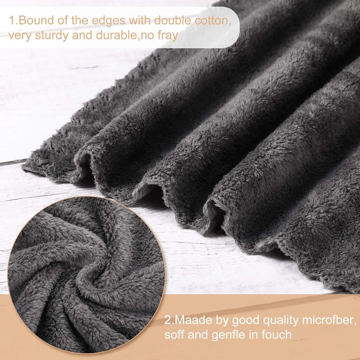 Syhood 12 Pieces Face Wash Cloth 12 x 12 in Makeup Remover Cloths Towel Coral Velvet Facial Microfiber Soft Fast Drying Facial Cleansing Towel for Face(Dark Grey)