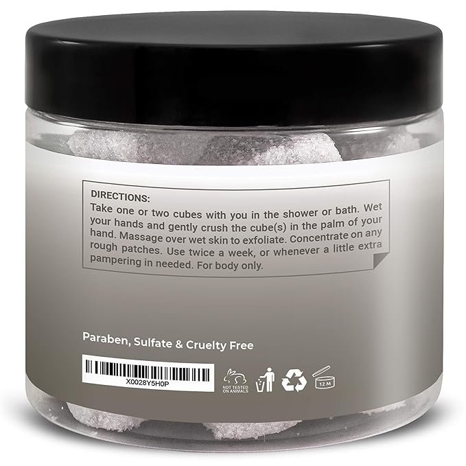 Body Scrub Exfoliator - 12oz COCONUT Sugar scrub cubes w/Mango Butter & Shea butter- Ultra Hydrating & Moisturizing - Natural & Organic for all body exfoliation- For hands, arms legs, elbow & foot