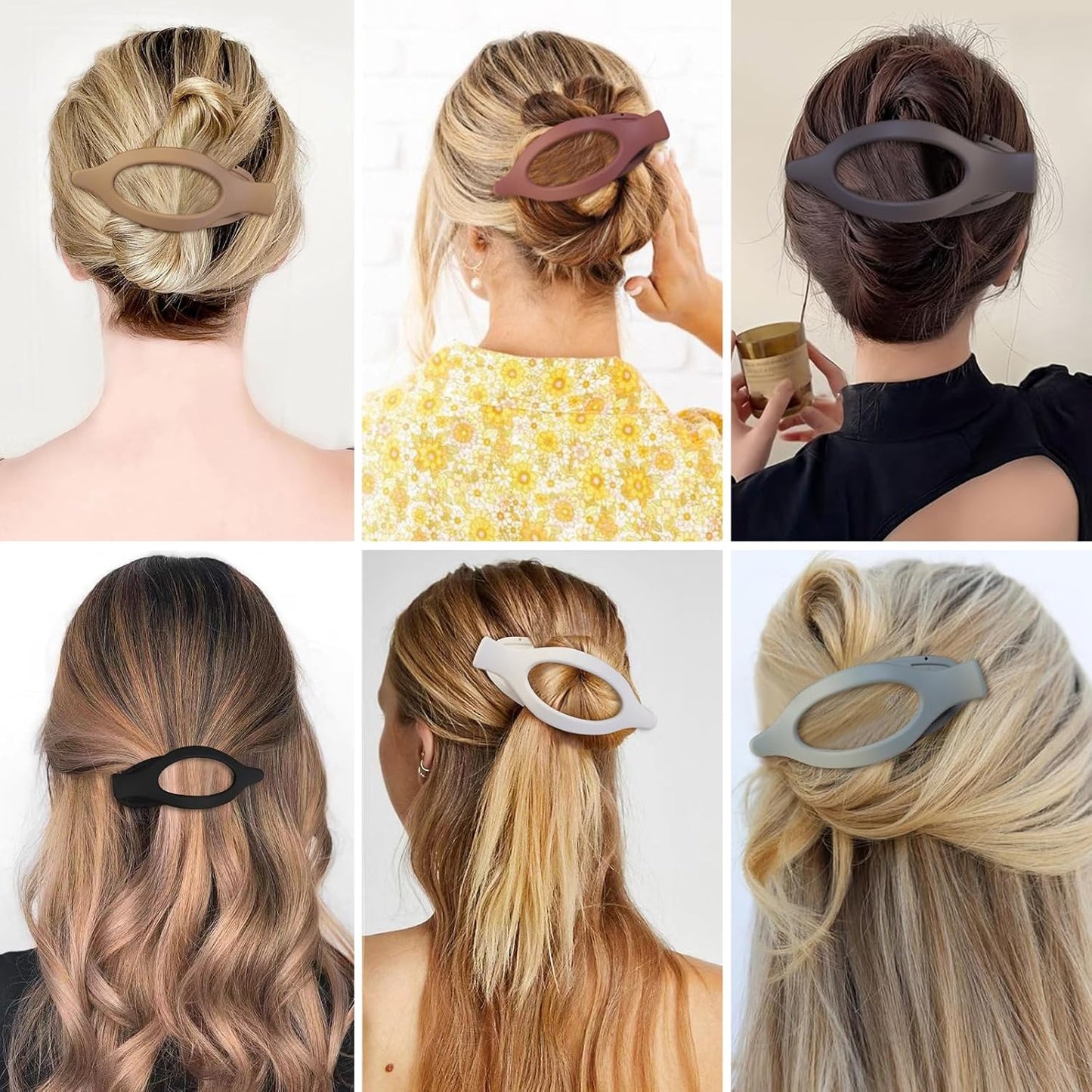 Flat Hair Clip 6 pcs Lay Down Claw Clips Hair Accessories for Women -Basic