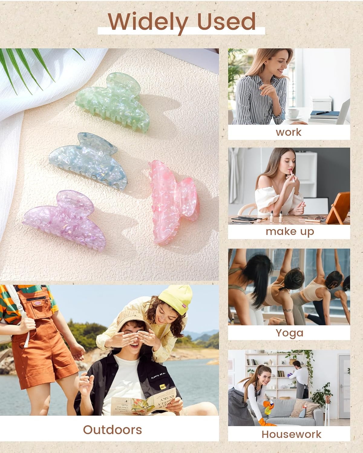 ACECHA 4 Pack Acrylic Hair Claw Clips for Women, 3.1" Shiny Nonslip Hair Grip Hairclips for Thin and Thick, Banana Barrettes Hair Clups Strong Hold Hair Accessories (Blue, Green, Purple, Pink)