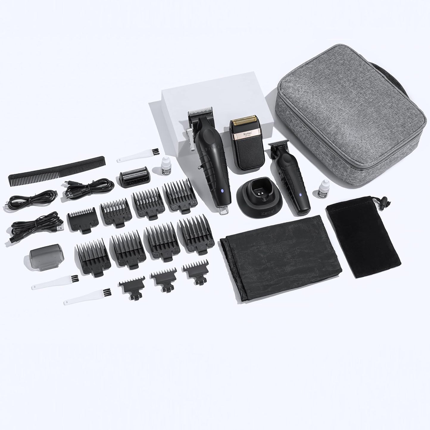 KEMEI Professional Hair Clippers, Hair/Beard Trimmer, Eletric Shaver Set for Men, Cordless Beard Trimmer, Rechargeable Barber Clippers, USB Fade Clipper Haircutting Kit, KM-2299, KM-2296, KM-2024