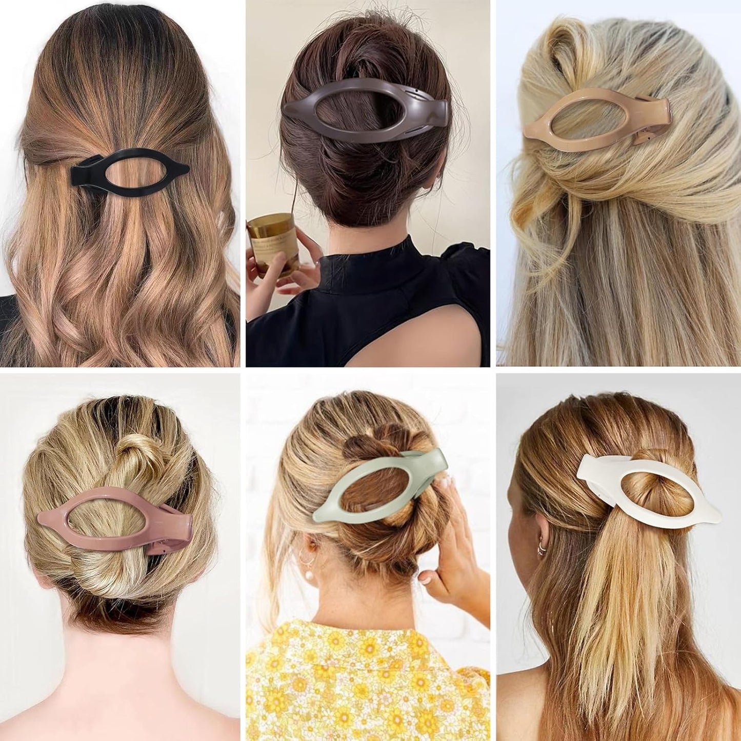 Flat Hair Clip 6 pcs Lay Down Claw Clips Hair Accessories for Women - Gloss