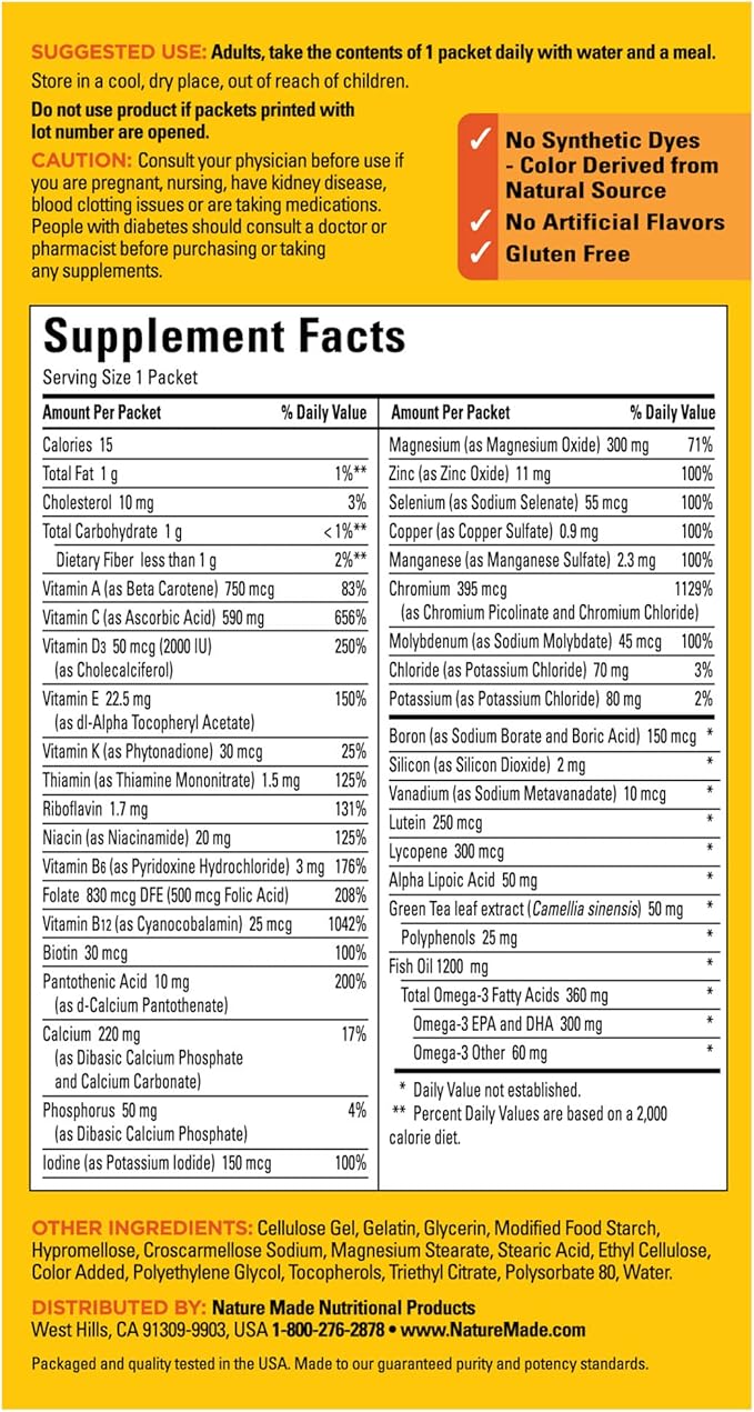 Nature Made Daily Diabetes Health Pack, 30 Packets, 30 Day