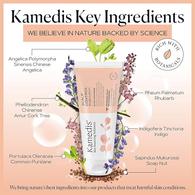 KAMEDIS Moisturizer Leave-On Botanical Scalp Lotion. For Dandruff, Dry, Itchy, Flaky and Sensitive Scalp Skin. Over-Night Head Mask, Parabens Free. 3.38 Fl Oz. (Scalp Lotion (3pk))