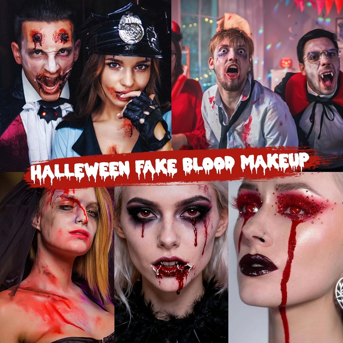 Fake Blood, Halloween Fake Blood Makeup Kit, 2.03oz Fake Blood Spray, Dripping Blood, Halloween Fake Blood Makeup, for Zombie Vampire Cosplay Monster Mouth Clothes Dress Up(3PCS)