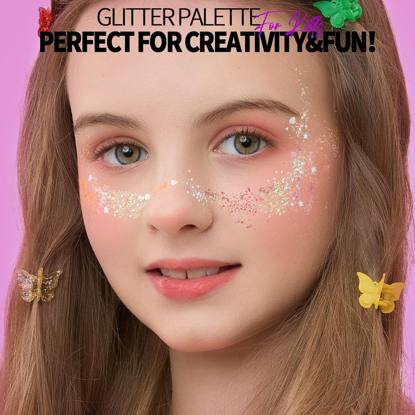 FANDAMEI 40 Colors Face Glitter, Face Paint Glitter Gel - Face Glitter for Women Girls Kids, No Glue Needed, Multi-Purpose Glitter Makeup for Hair Face Body Halloween Rave Carnival