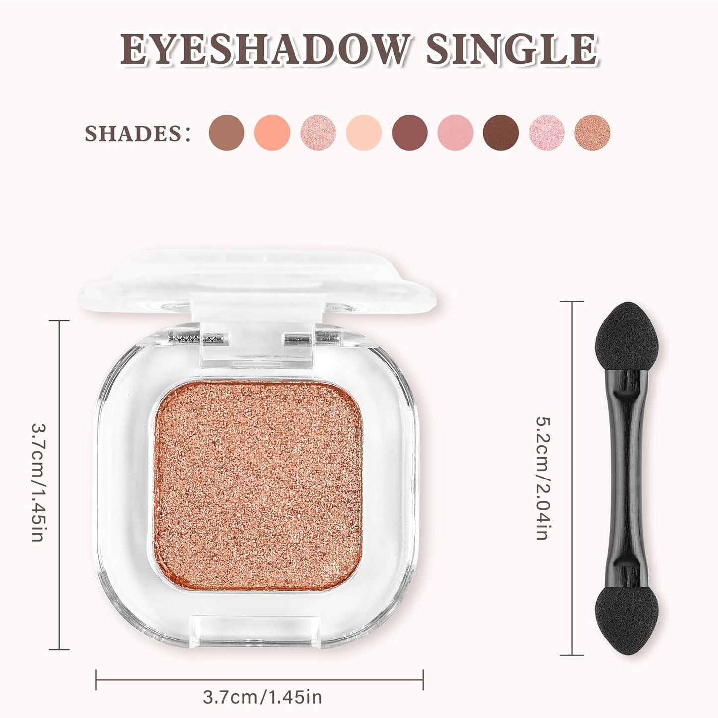 Light Brown Shimmer Single Eyeshadow Makeup Powder Palette,High Pigment Blendable Formula Eye Make-up,Neutral Eye Shadow,sombras para ojos,Longwear Waterproof,Vegan & Cruelty-Free,Eyeshadow Gift