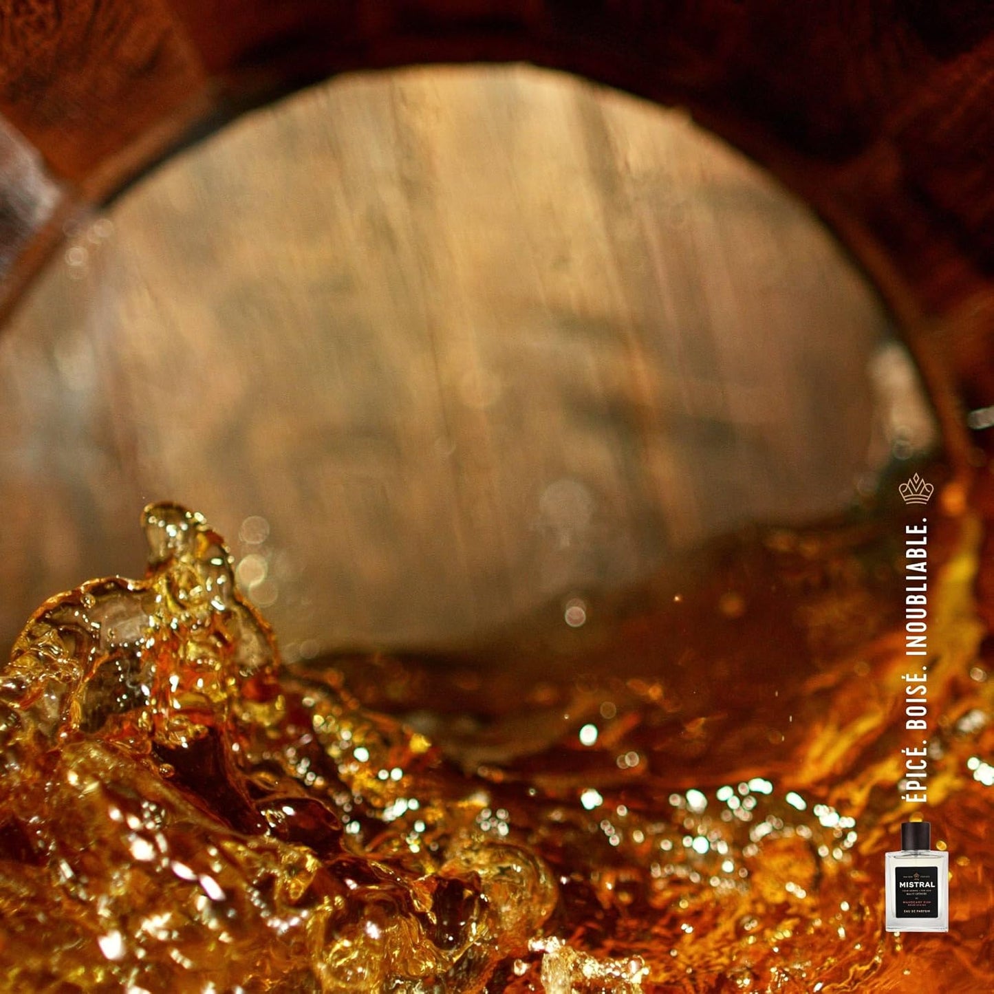 Mistral Men’s Cologne – Mahogany Rum Eau de Parfum | Warm, Spicy & Earthy Masculine Fragrance with Patchouli, Amber & Cedarwood | Cruelty-Free & Long-Lasting Perfume for Men, Made in France - 3.4 Oz