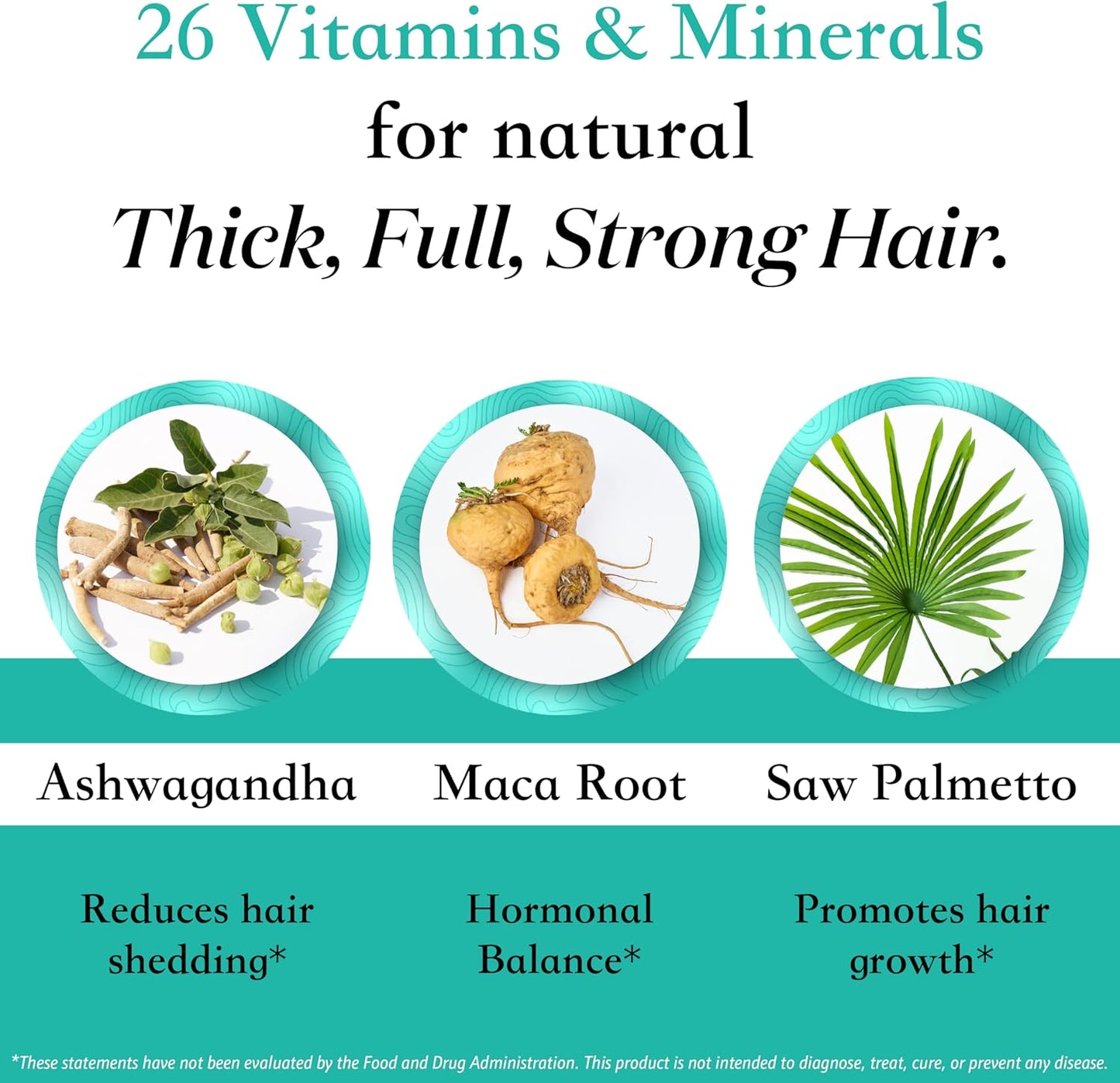 Women's Balance Hair Growth Supplements, Ages 45 and Up, Customer Proven for Visibly Thicker Hair and Scalp Coverage, Soy-Free, Made with 26 Ingredients Including Beta Carotenes - 1 Month Supply