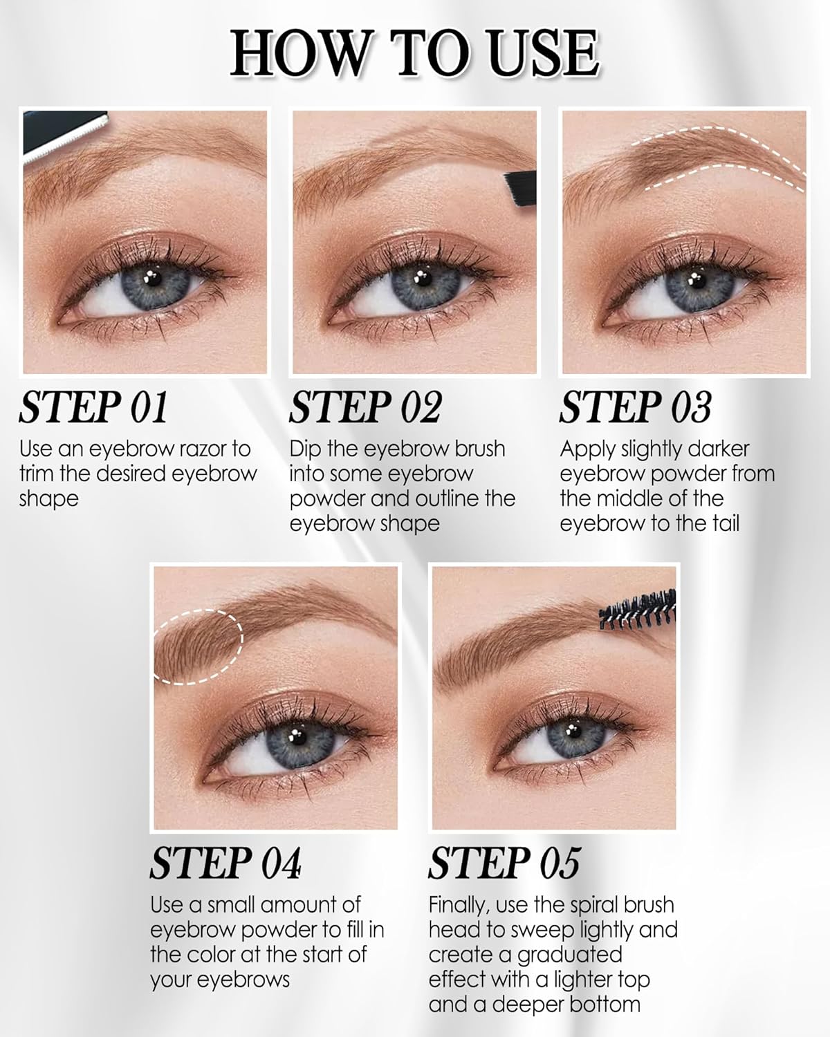 Eyebrow Powder Kit,3 Color Dark Medium Light Brown Eye Brow Powder Palette with Razor Brush, Long Lasting Waterproof Brow Filler Fill & Sculpt Full Eyebrows, Thanksgiving Makeup Gift Set for Women-01