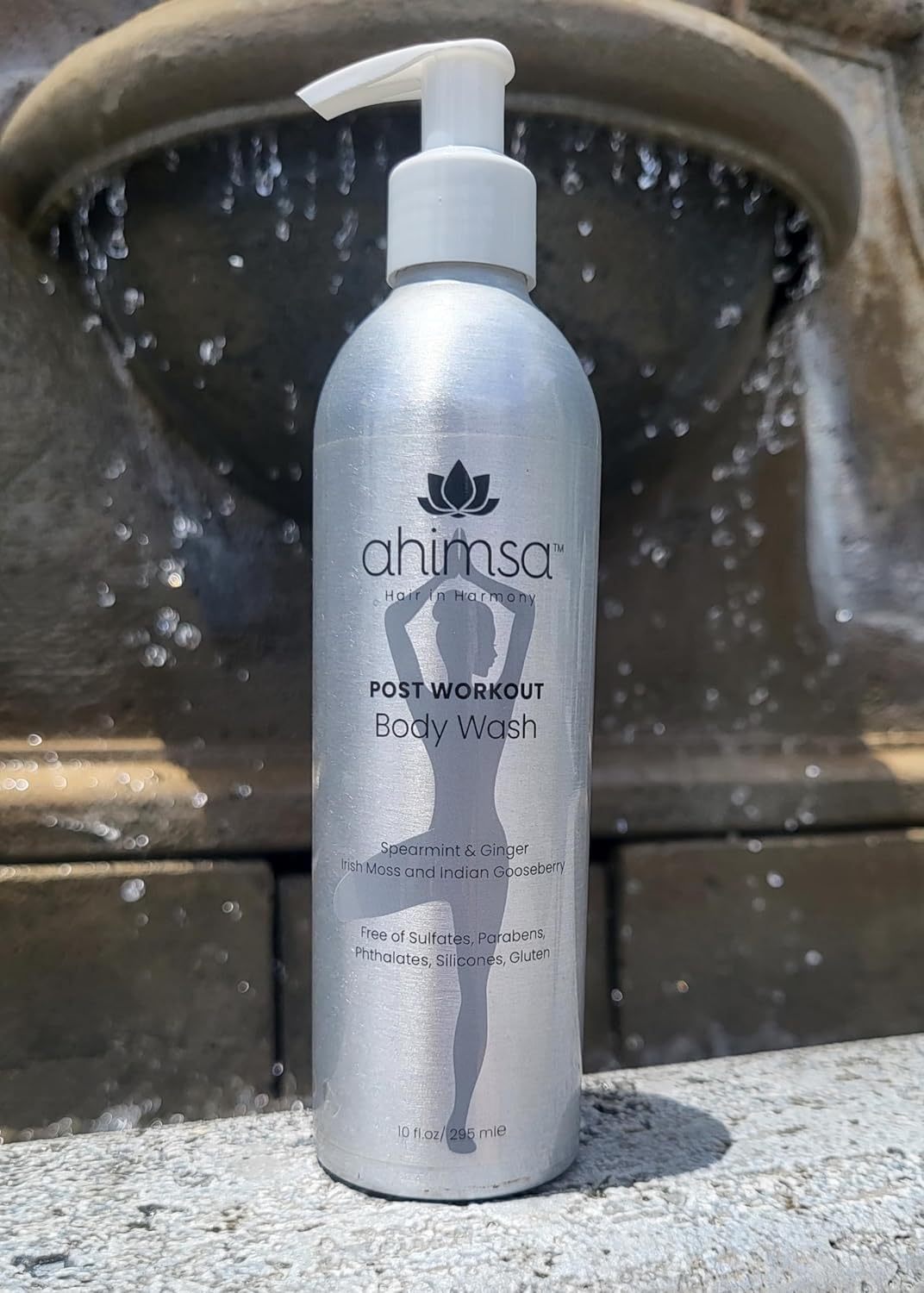 Ahimsa Natural Body Wash for Women, Hydrating & Moisturizing Body Wash Sensitive Skin, Antioxidant-Rich Bath & Shower Gels with Spearmint & Ginger, Gentle, Plant-Based, Organic Formula, 10oz