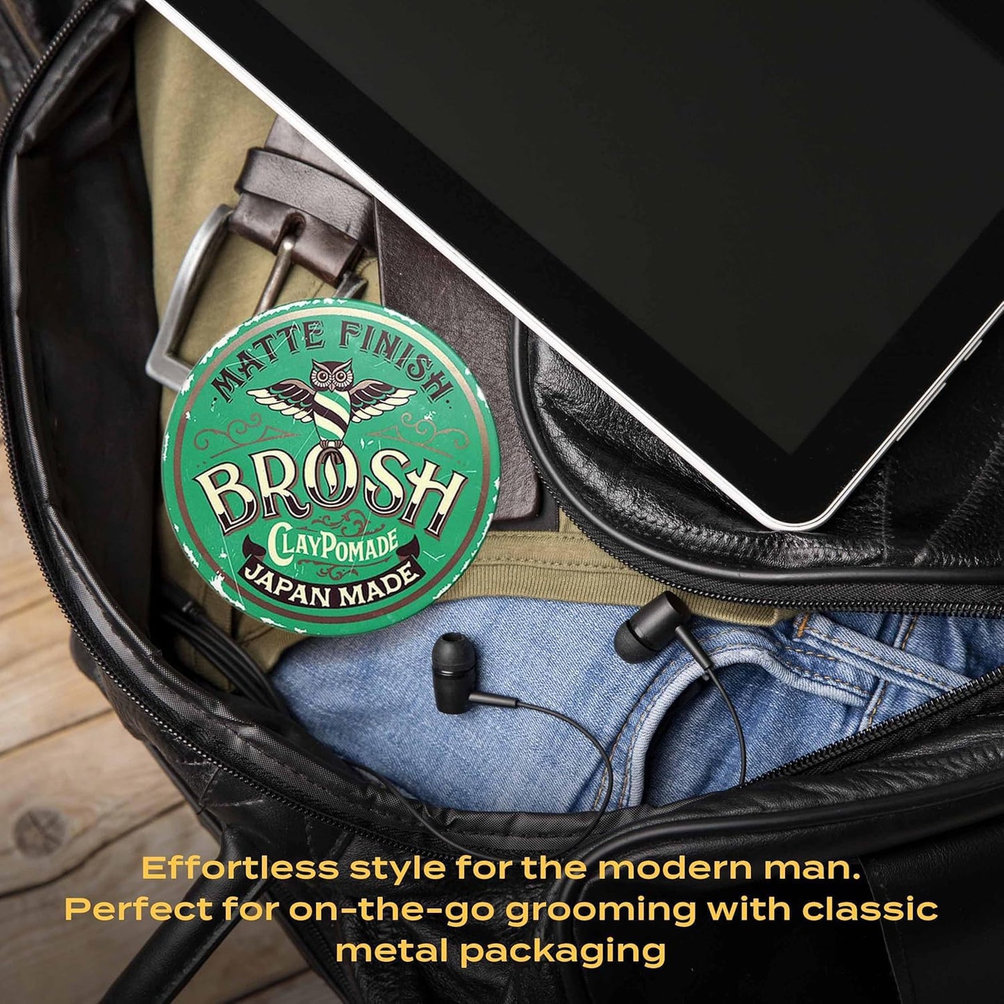 BROSH Matte Finish Clay Pomade with Medium Hold & Natural Finish, Lightweight Water-Based Hair Styling Paste for Men, 4 Oz