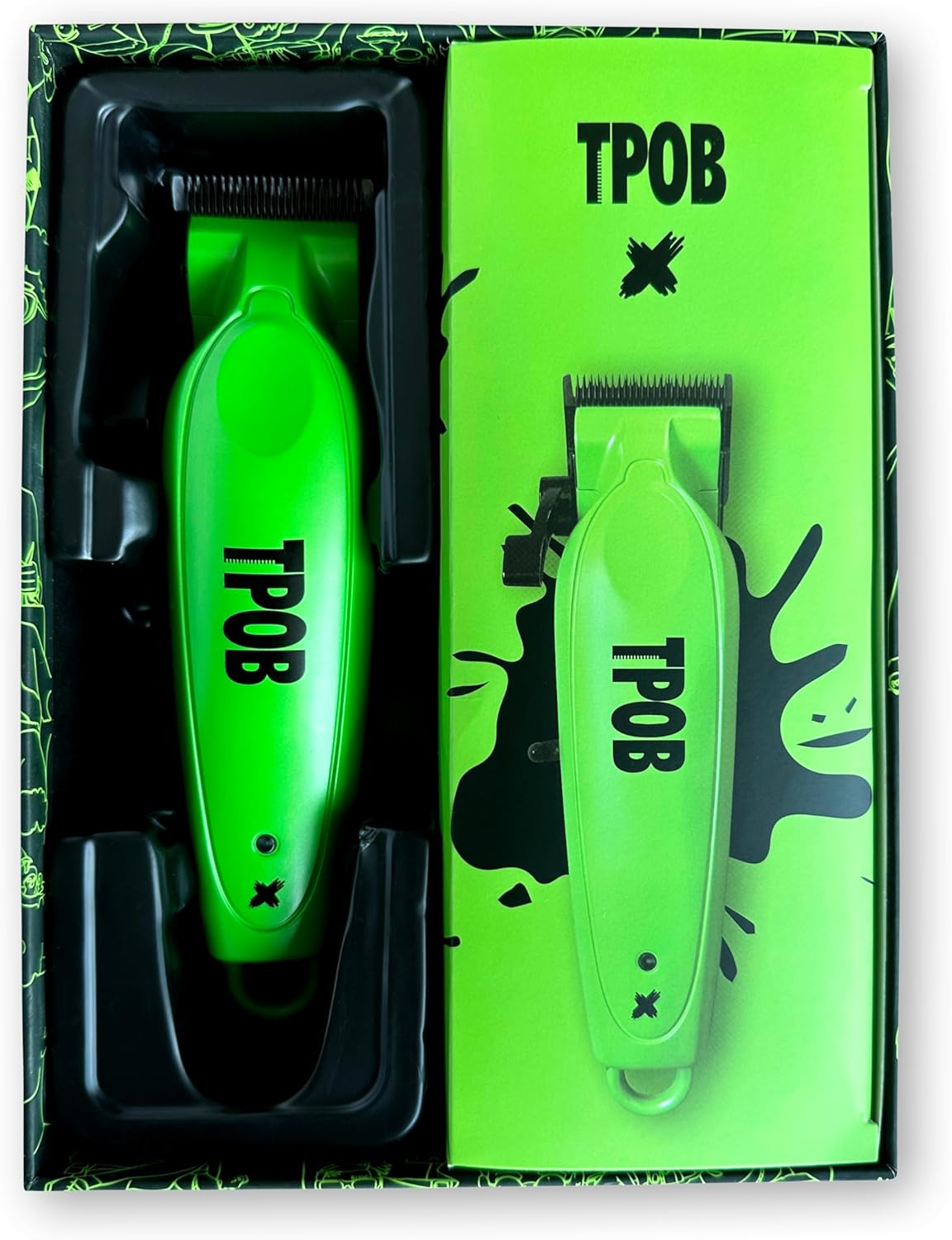 TPOB X Digital Brushless 6800rpm Metal Professional Hair Clippers for Men, XO Combination Fade/Taper Blade Cordless Rechargeable Clippers (X Clipper Green)