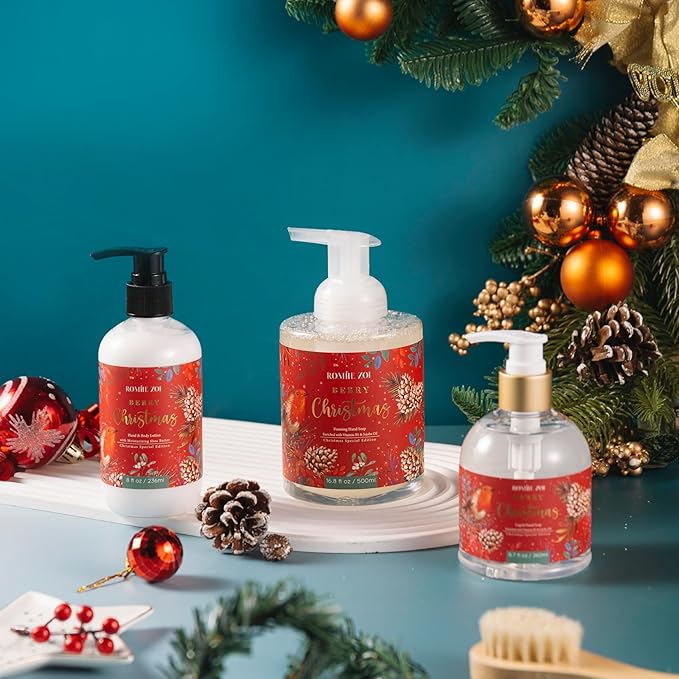Christmas Hand & Body Lotion with Moisturizing Shea Butter - Berry Christmas- Infused with Holiday Floral Aroma - 236 ML / 8 FL OZ