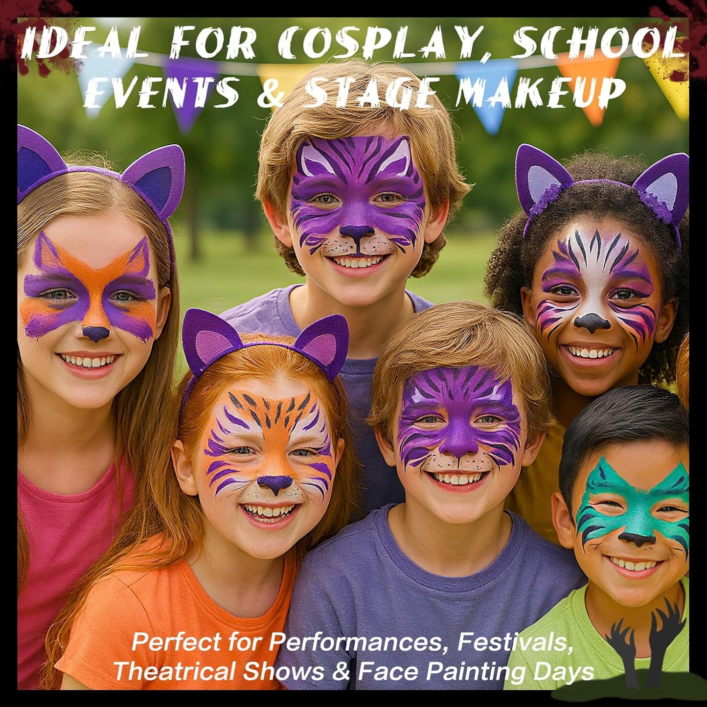 BOBISUKA Purple Face & Body Paint Stick Water-Based Washable Face Paint Makeup Stick for Halloween Witch, Zombie, Skull, Clown, Butterfly, Galaxy, Cosplay, SFX, Sports Eye Black & Costume Party