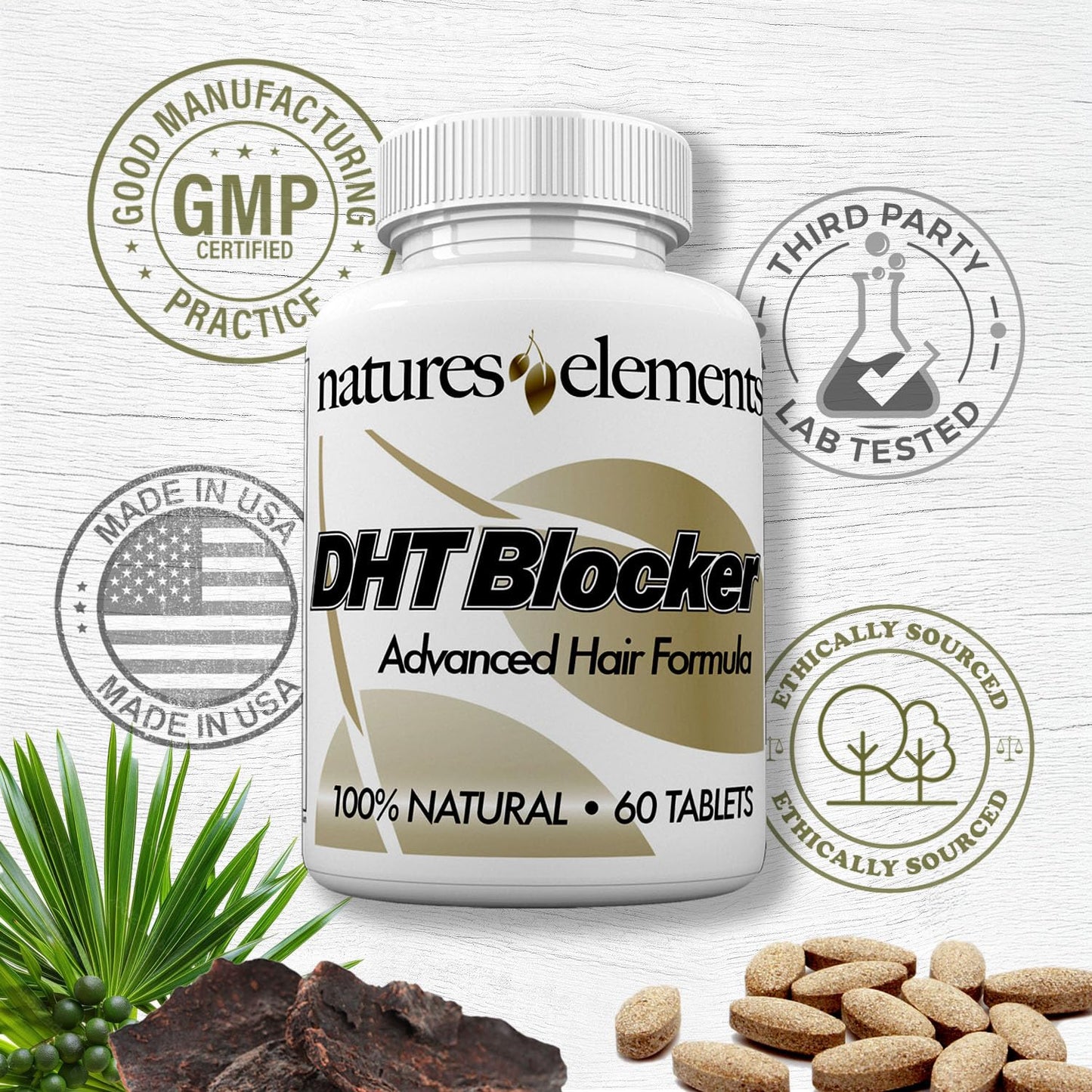DHT Blocker – Herbal Formula with Saw Palmetto, Fo-Ti & Beta-Sitosterol – Supports Hair Regrowth & Gray Hair Reversal – 60 Tablets – Non-GMO, Vegetarian