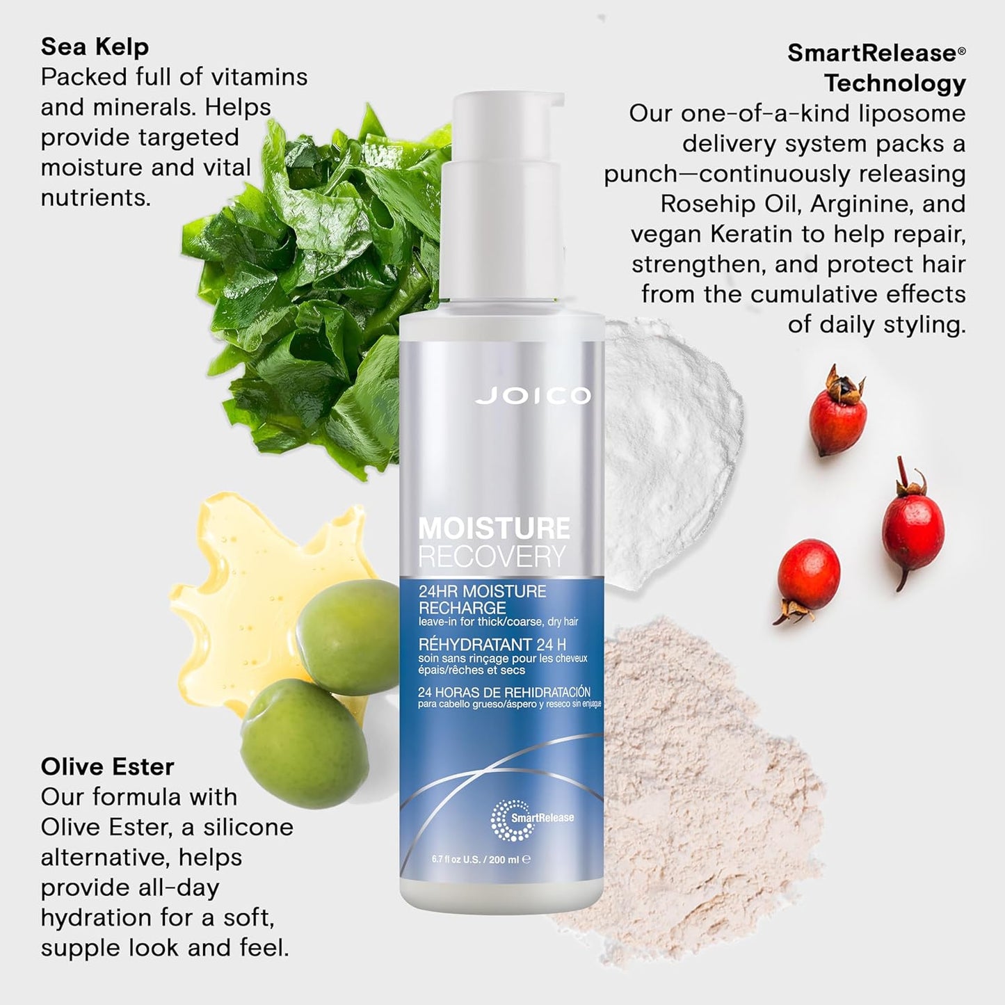 Joico Moisture Recovery 24Hr Moisture Recharge Leave-In, 6.7 oz