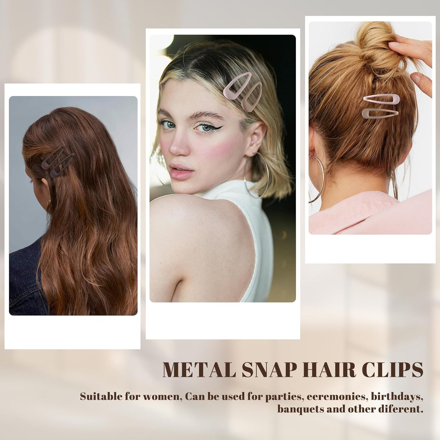 Small Hair Barrettes For Women No Slip Metal Snap Clips For Thin And Fine Hair,Matte Black Brown,20 PCS,1.97 x 0.5 Inch.