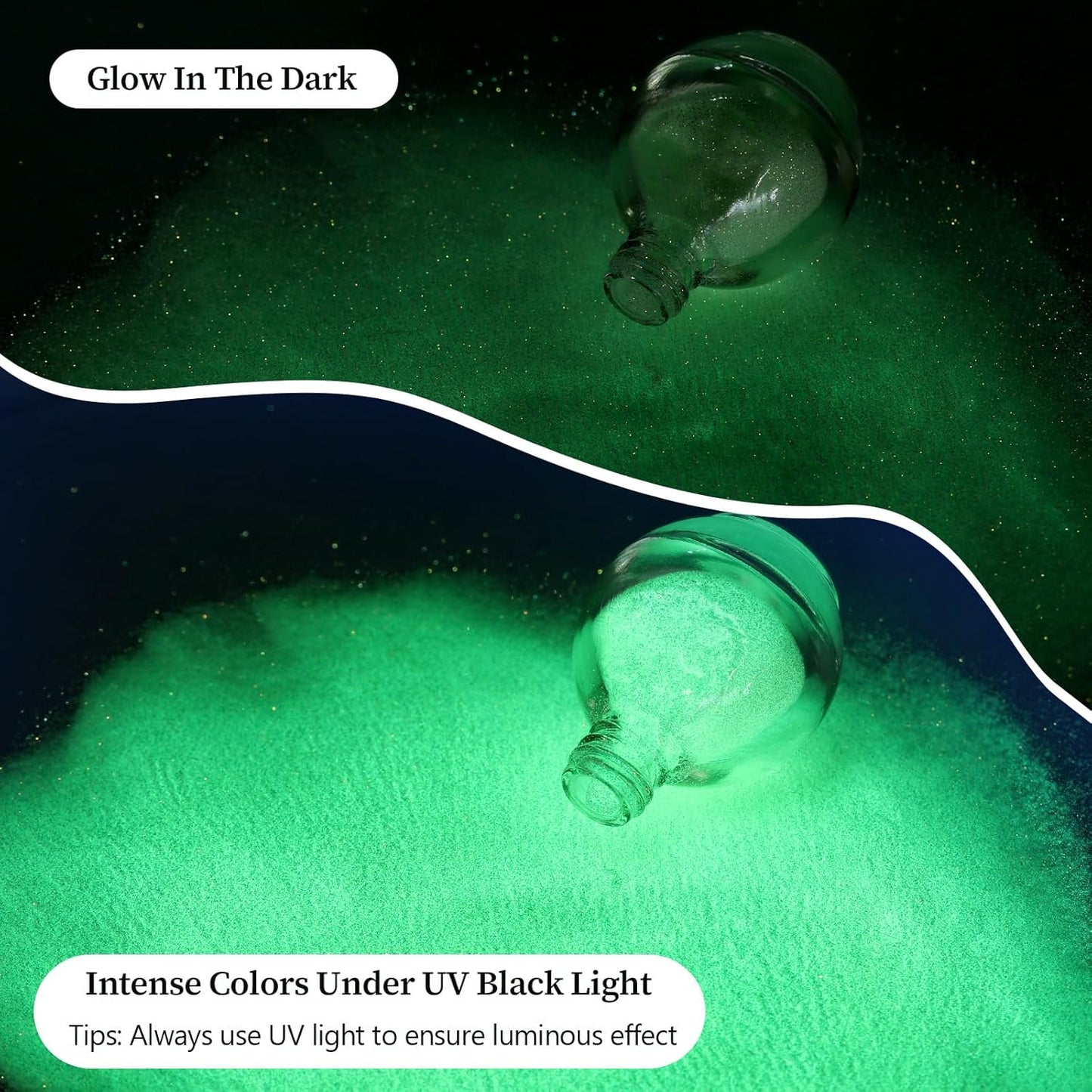 Etercycle Body Glitter Spray, Glow in The Dark Party Supplies Hair Glitter, Extra Fine Face Shimmer Powder UV Black Light Sparkly Glitter Gifts for Glow Party Halloween Easter Rave Accessories Makeup