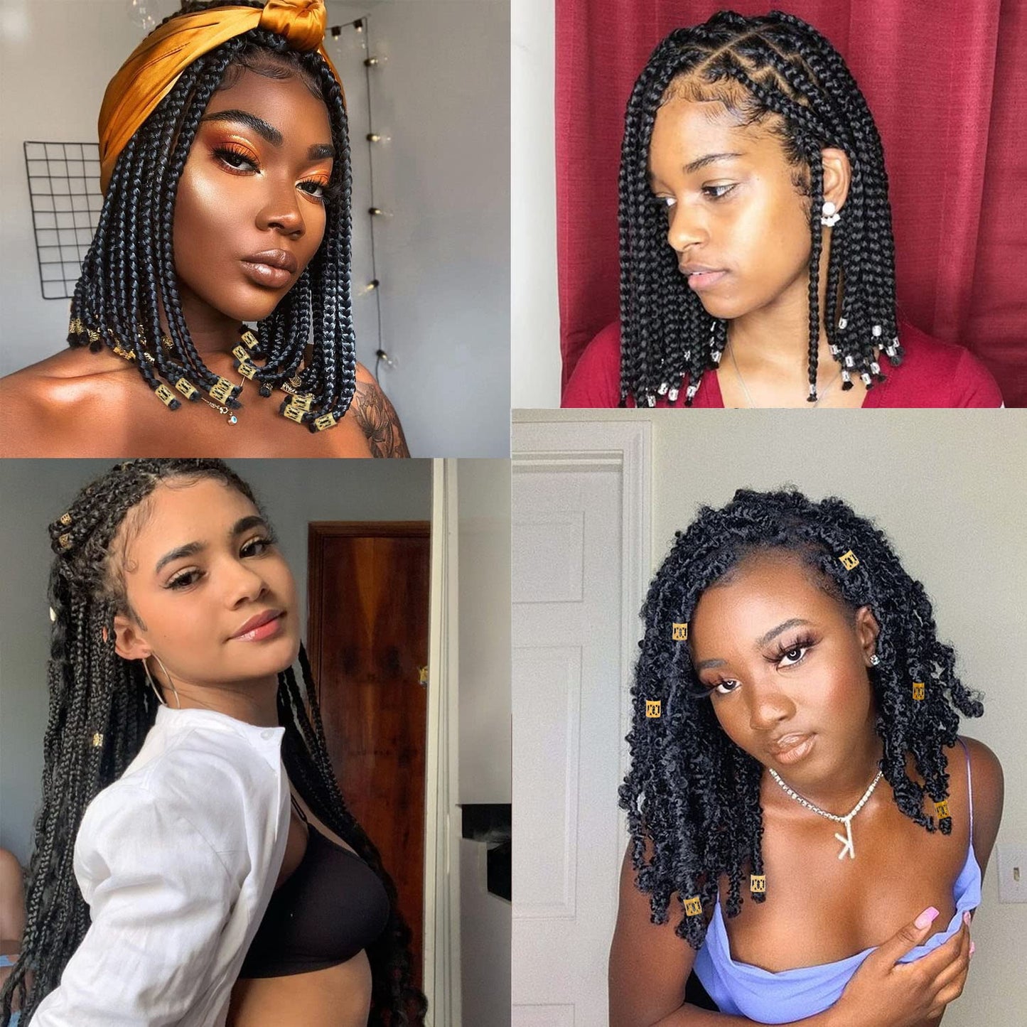 Leeven 400 Pieces Aluminum Hair Jewelry Dreadlocks Metal Cuffs For Hair Braids Hair Accessories For Braids Adjustable Metal Cuffs Hair Decoration Braiding Hair Jewelry For Box Braids