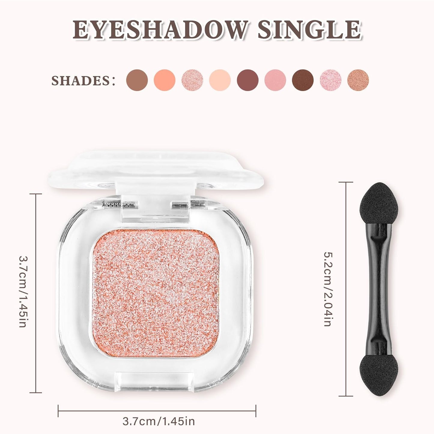Champagne Glitter Single Eyeshadow Makeup Powder Palette,High Pigment Blendable Formula Eye Make-up for Women,Neutral EyeShadow,sombras para ojos,Longwear Waterproof,Vegan&Cruelty-Free