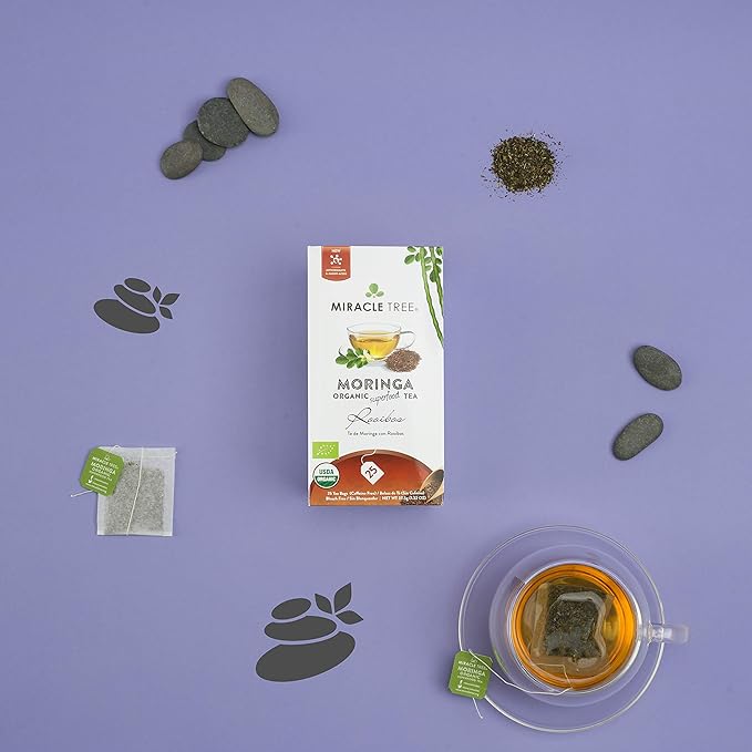 Miracle Tree - Organic Moringa Superfood Tea, 25 Individually Sealed Tea Bags, Rooibos (Keto, Detox, Energy & Immunity Booster, Vegan, Gluten-Free, Organic, Non-GMO, Caffeine-Free)