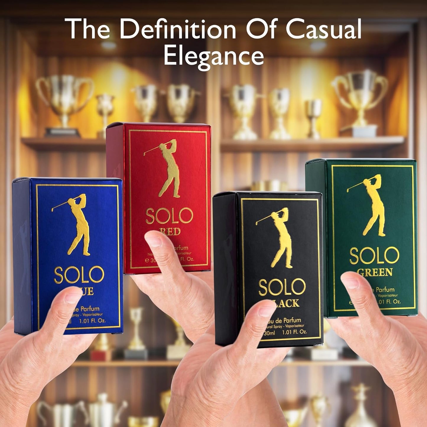 NovoGlow Solo 4-Piece Mini Fragrance Set for Men EDP - Solo Red, Blue, Black & Green - Combination of Woody, Citrus & Spicy Scents - Suitable For All Skin Types - Free of Paraben Each in 30ml Bottle