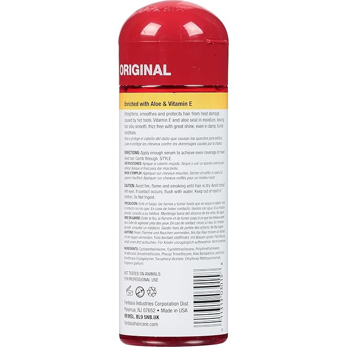 Fantasia High Potency IC Heat Protector Straightening Serum, Hair Polisher, 6 oz.