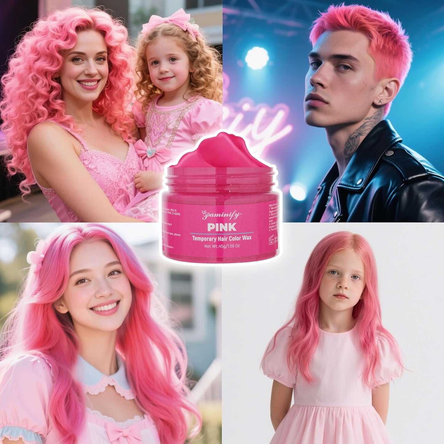 Pink Temporary Hair Color Dye for Kids Girls,Washable Temporary Hair for Halloween,Instant DIY Hair Dye Coloring Gel Cream for Cosplay Carnival Sport Events Birthday Party