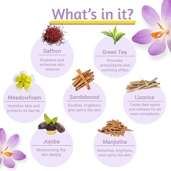 Saffr'n Brightening & Hydrating Face Oil with real and natural Saffron Strands, Squalene, Jojoba, Green Tea | 0.5 fl oz.