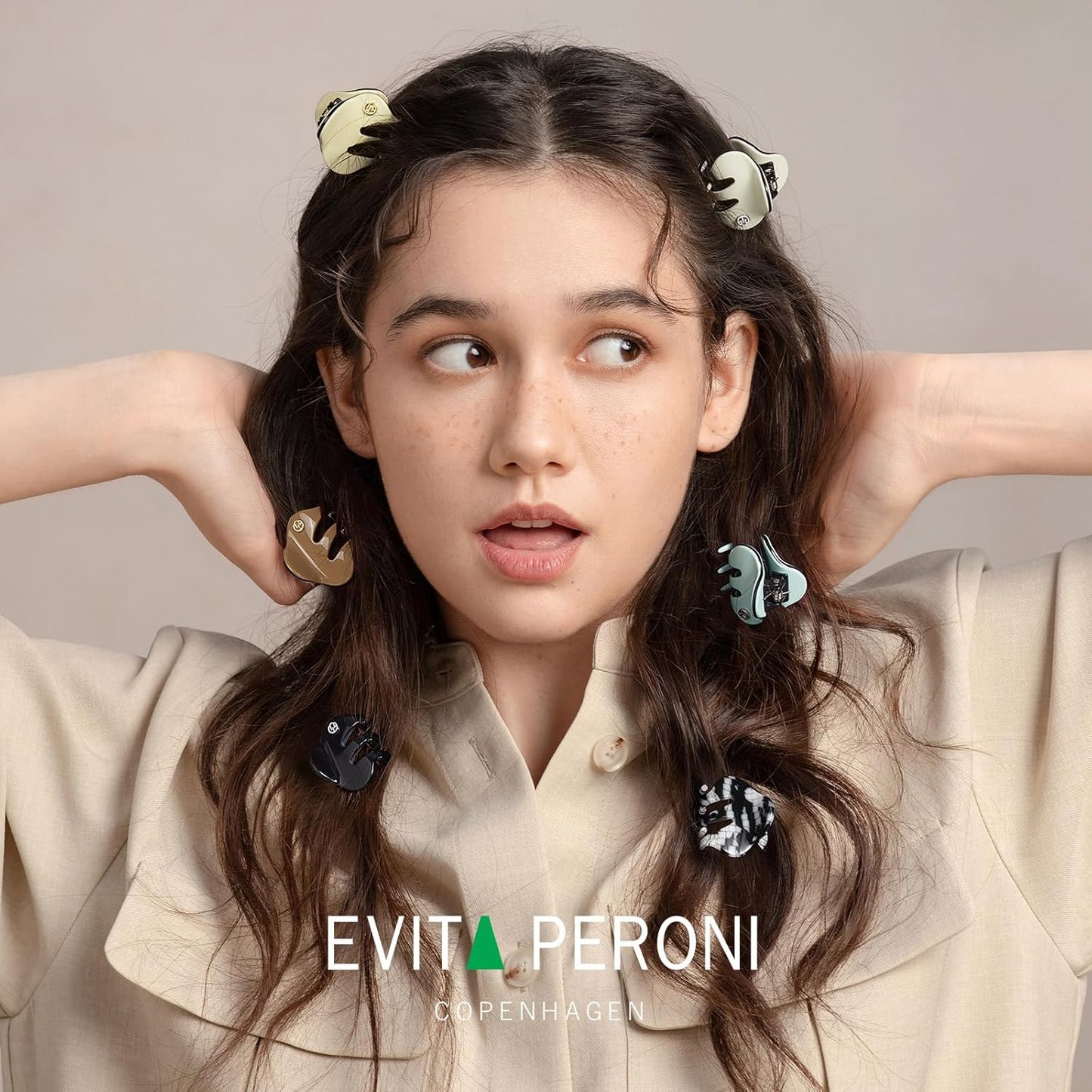 EVITA PERONI Small Hair Clips, Mini Hair Clip for Hair, Little Tiny Claw Clips for Women Girls, Straw Yellow