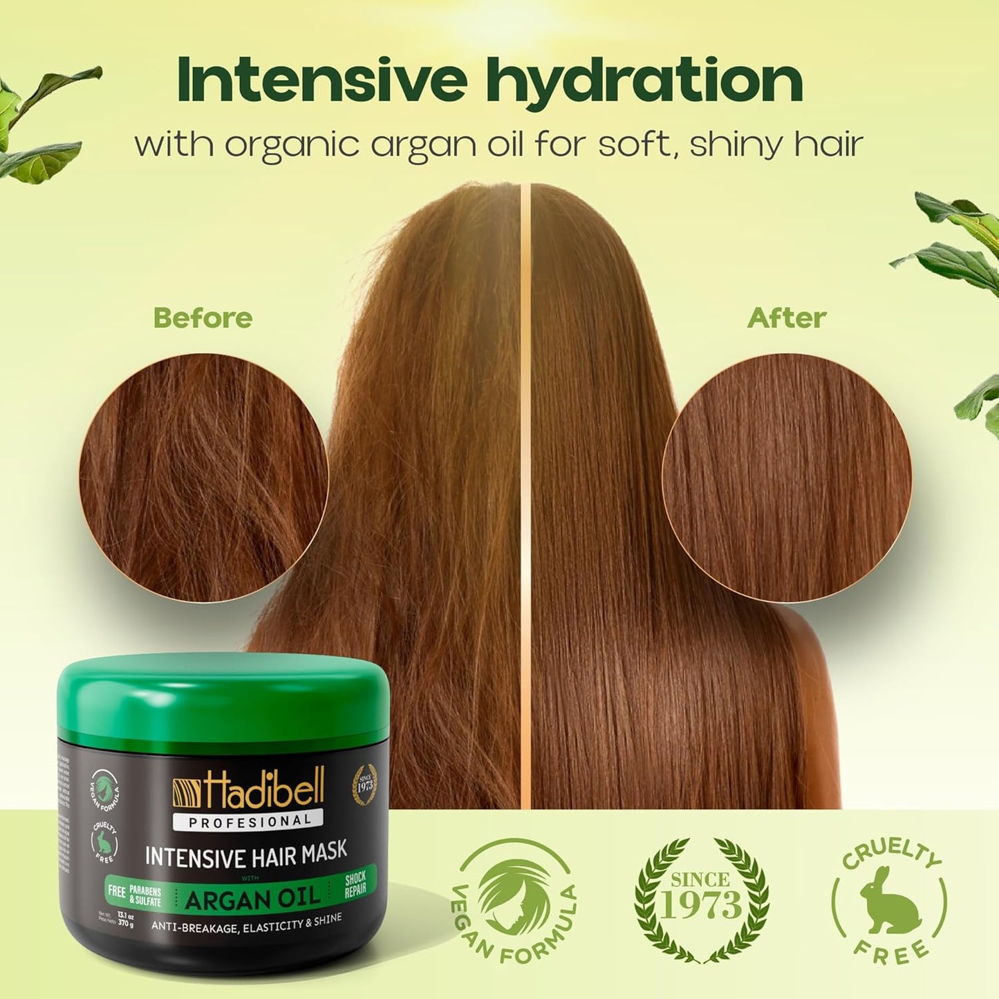 Hadibell Hair Repair & Hydration Pack, Keratin Treatment & Nourishing Argan Oil Hair Mask with Silicone Scalp Scrubber with Dispenser for Dandruff and Exfoliating